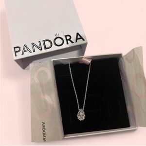 Pandora Silver Necklace with Sparkling Pendant